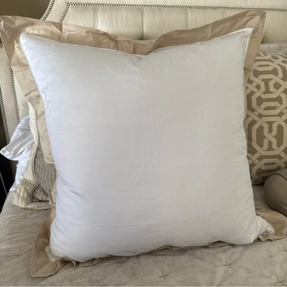 Set Of 2 Ralph Lauren White Coastal Sand Organic Sateen Euro Sham 26 X 26 Pair